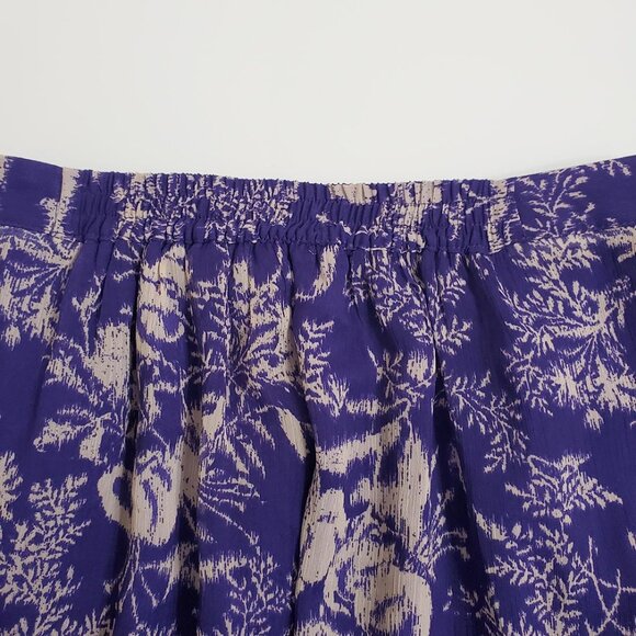 ba&sh Womens Uria Midi Skirt Small Violet Floral A-Line Tiered Lined Pur… - Picture 10 of 16